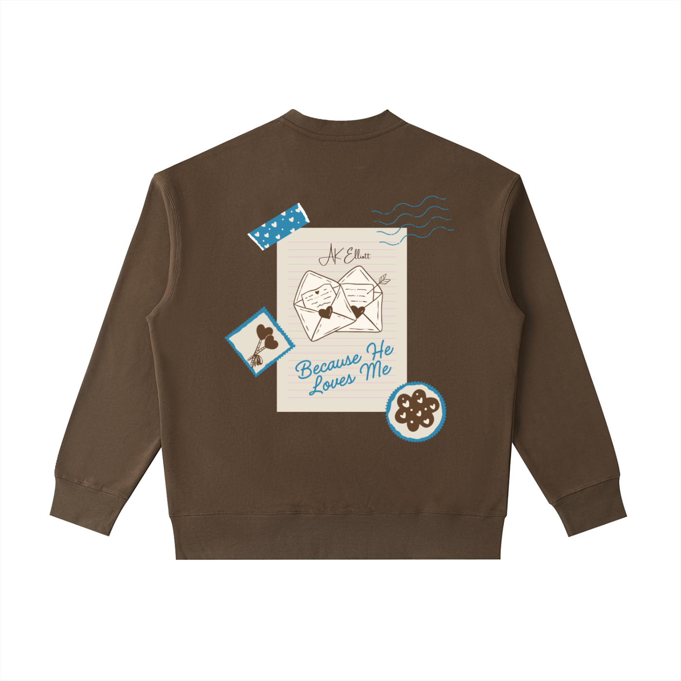 Turquoise and Brown Love Letter Sweatshirt